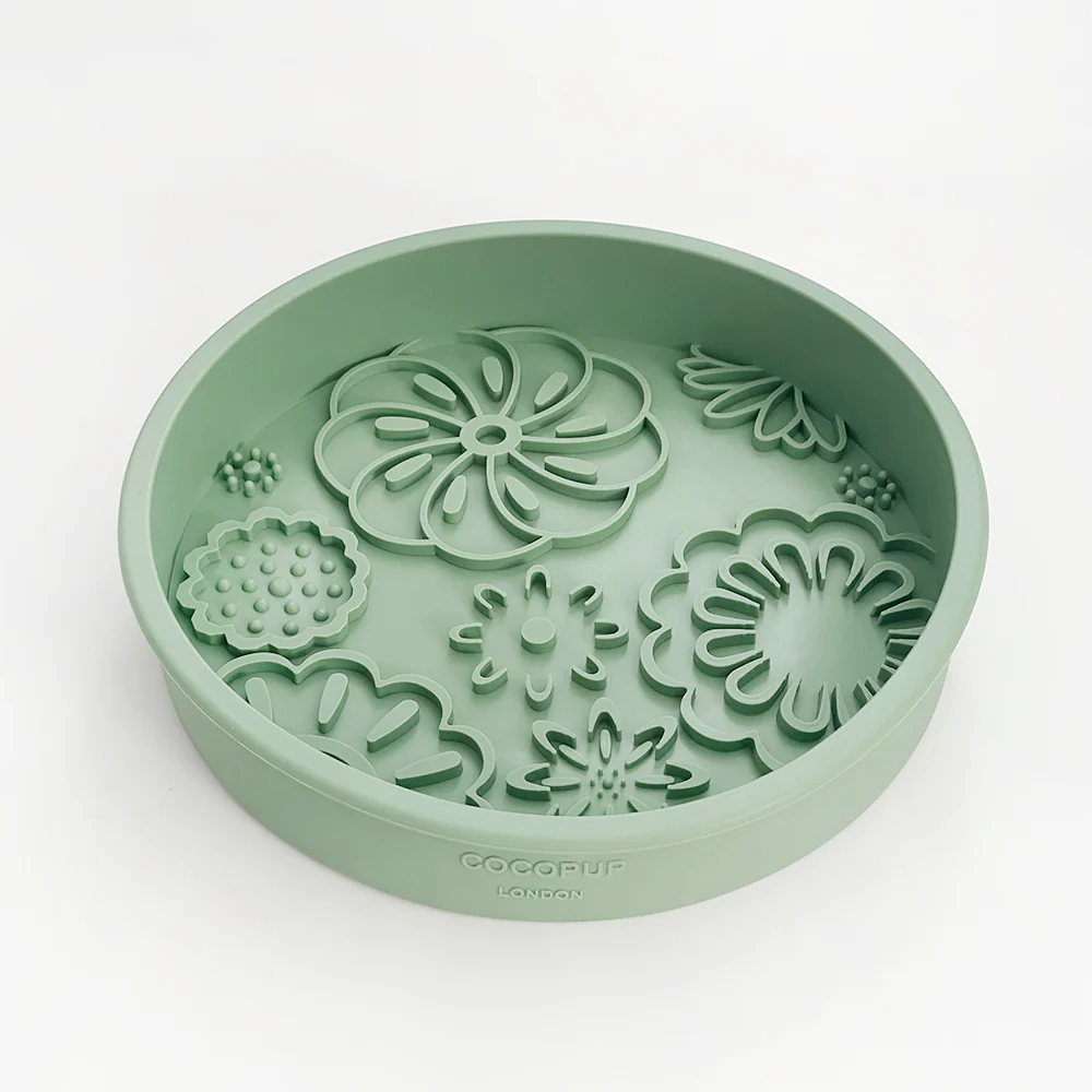 Slow Feeder Lick Dog Bowl - Sage Flowers
