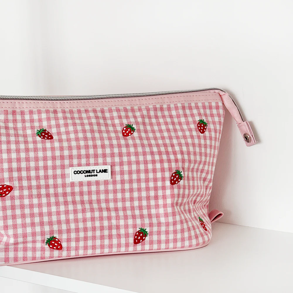 Strawberry Picnic Expandable Makeup Bag - By Coconut Lane - Image 3