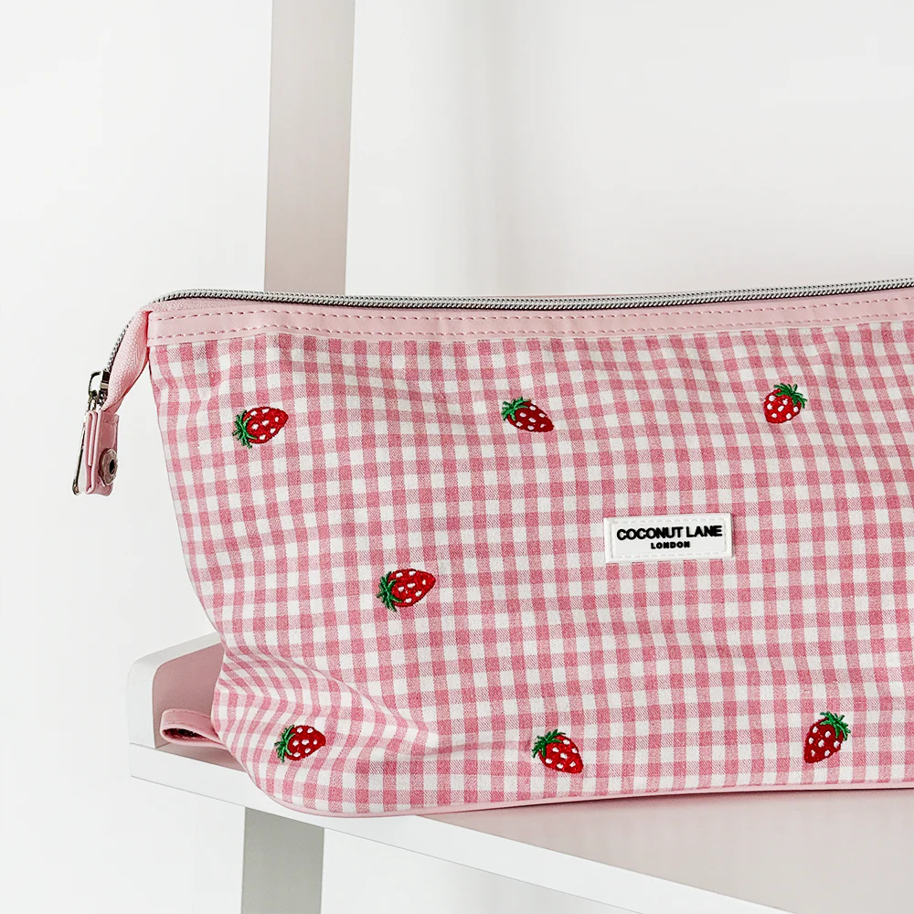 Strawberry Picnic Expandable Makeup Bag - By Coconut Lane - Image 4