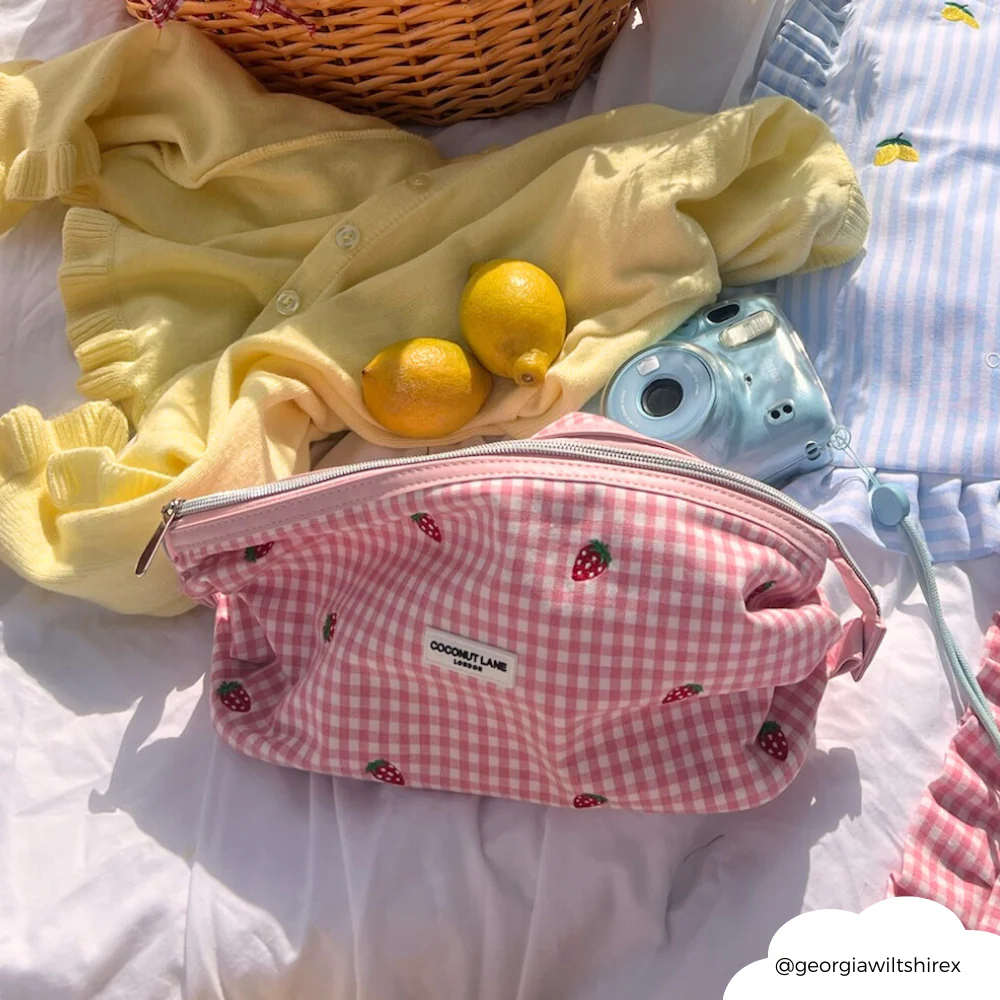 Strawberry Picnic Expandable Makeup Bag - By Coconut Lane - Image 6