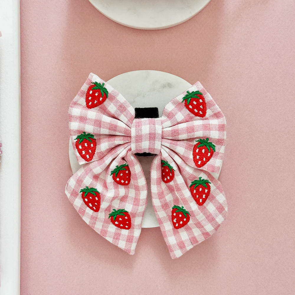 Strawberry Picnic Pup Sailor Bow Tie - Image 2