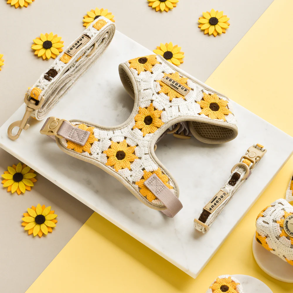 Sunflower Patch Adjustable Neck Harness, Lead & Collar Bundle - Image 2