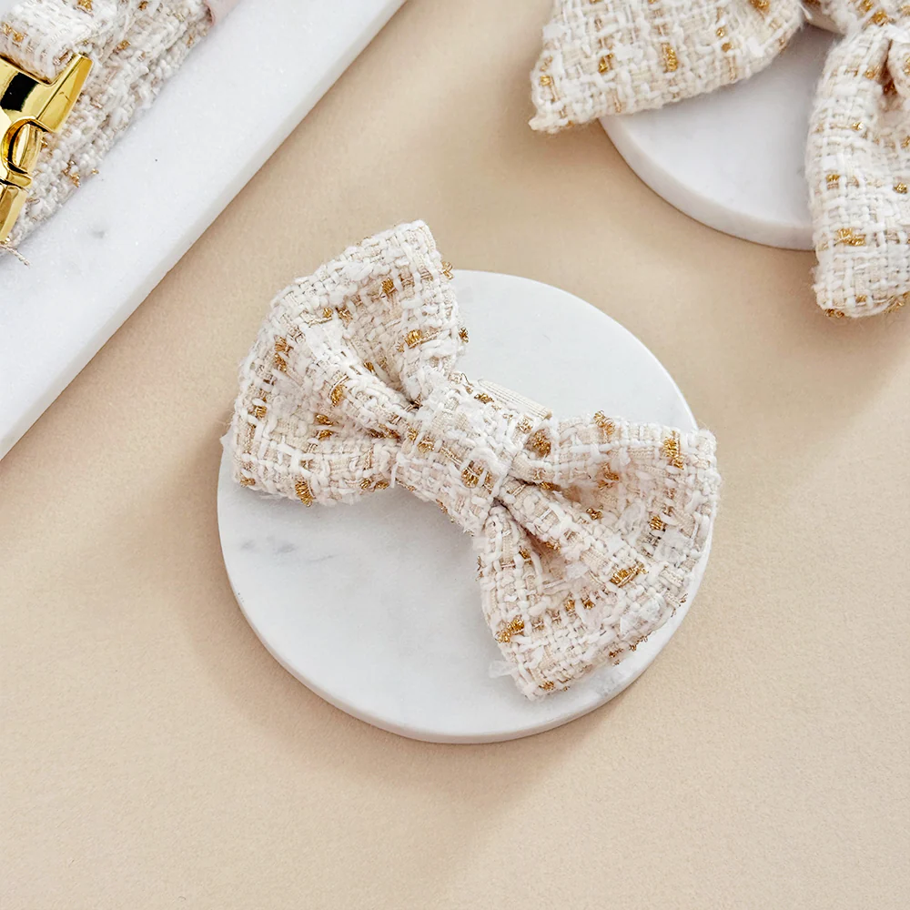 Vanilla Textured Tweed Bow Tie