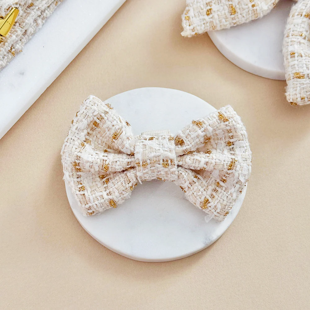 Vanilla Textured Tweed Bow Tie - Image 2
