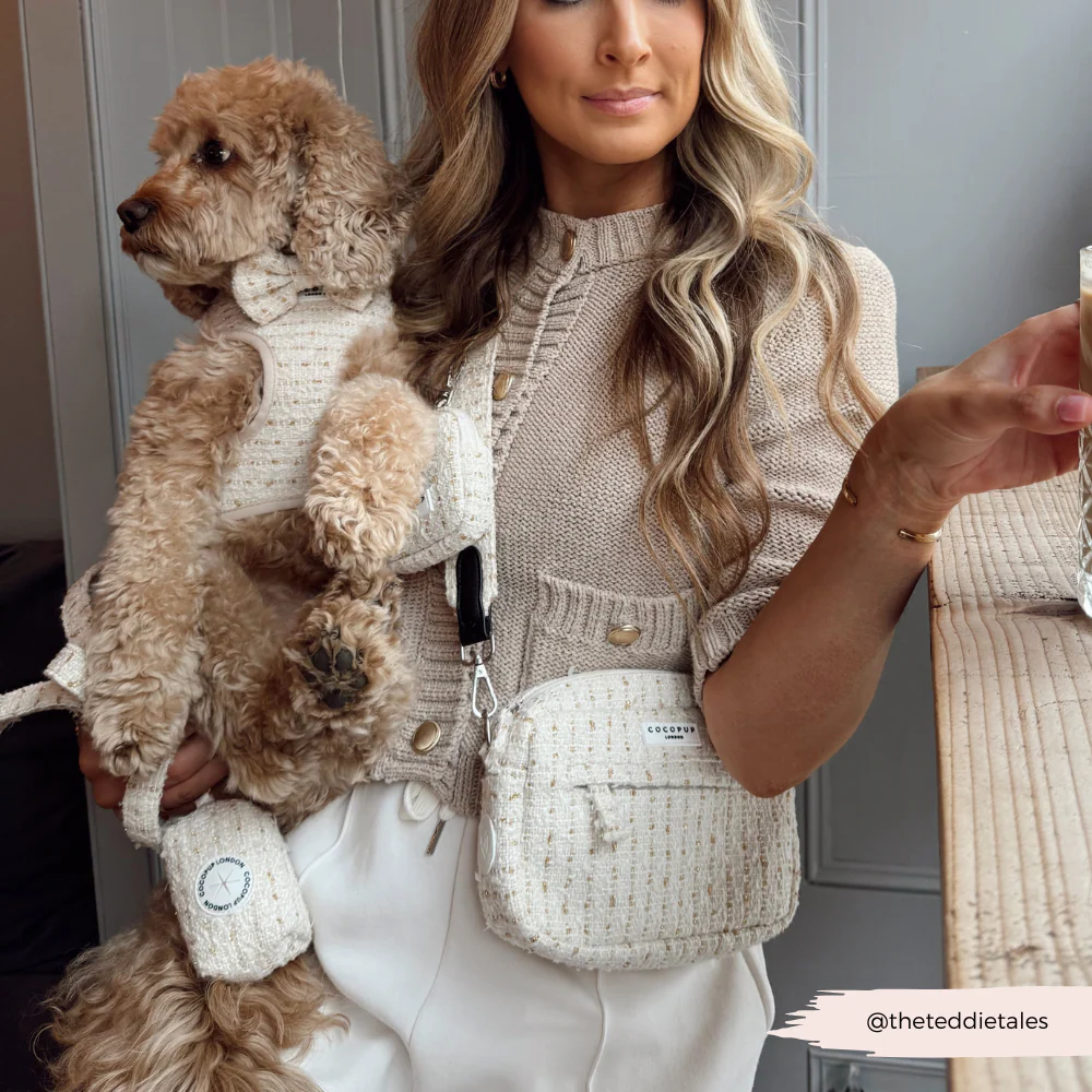 Vanilla Textured Tweed Dog Walking Bag Bundle - Image 15