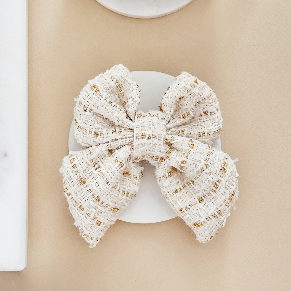 Vanilla Textured Tweed Sailor Bow Tie